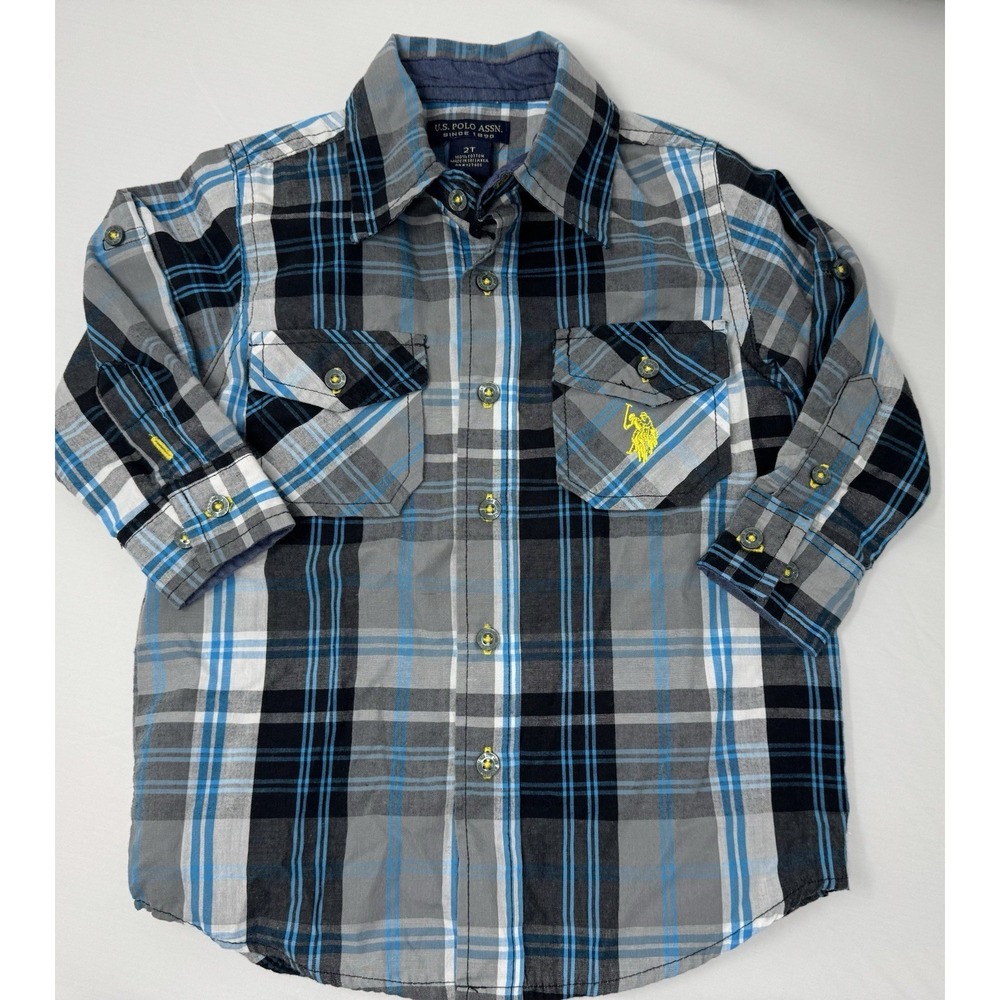 U.S. Polo Assn Boy‎ Toddler Long Sleeved Plaid Shirt 2T